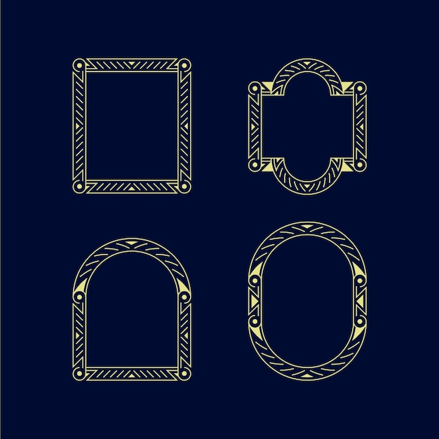 flat design minimalist linear frame set