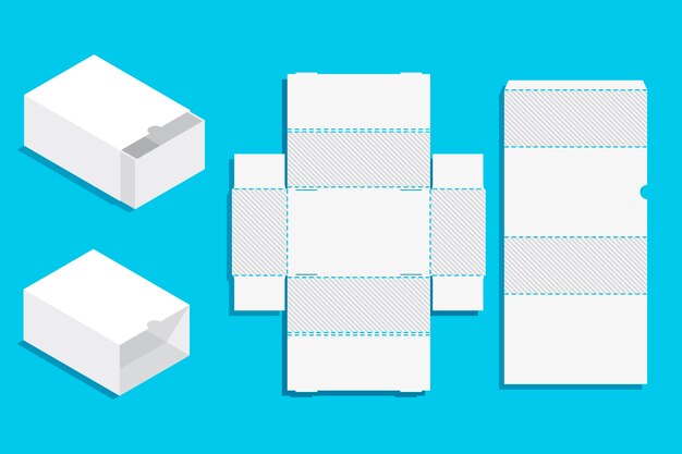 flat design rectangular box die cut template