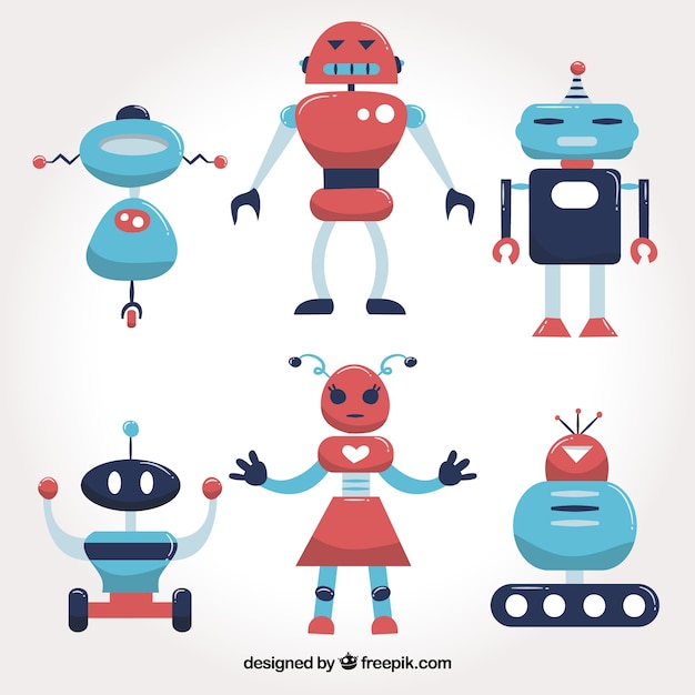 flat design robot character collection