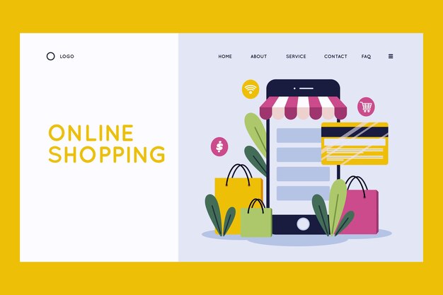 flat design shopping online landing page template