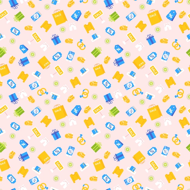 flat design shopping pattern design