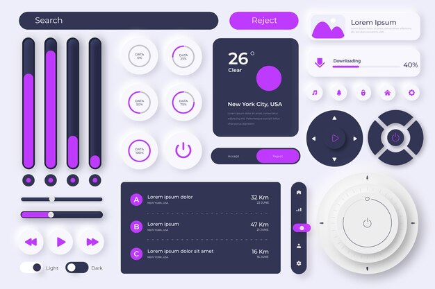 flat design ui kit collection