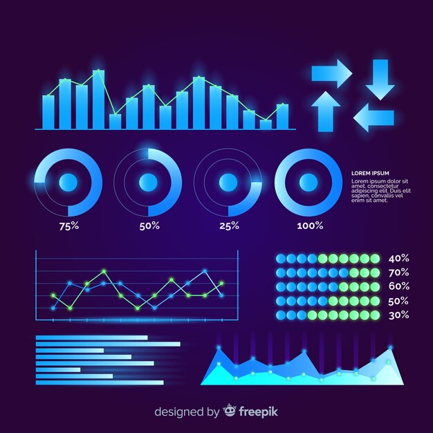 flat futuristic infographic element collection