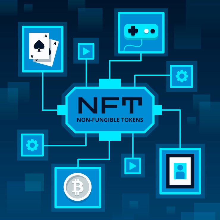 Gratis Vektor flat non-fungible tokens