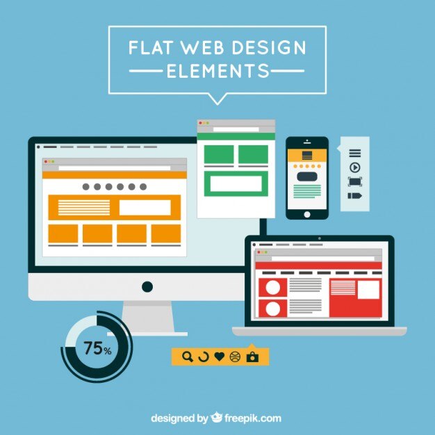 flat web elements and screens