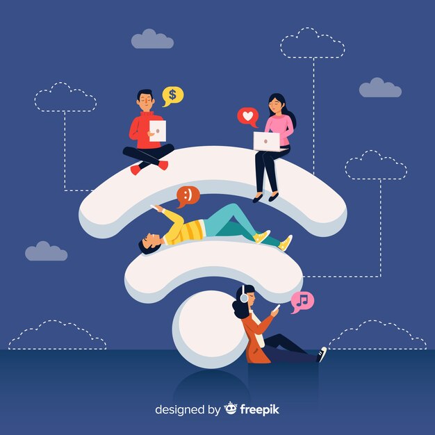 flat wifi zone concept with signal