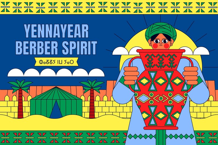 Gratis Vektor flat yennayer background