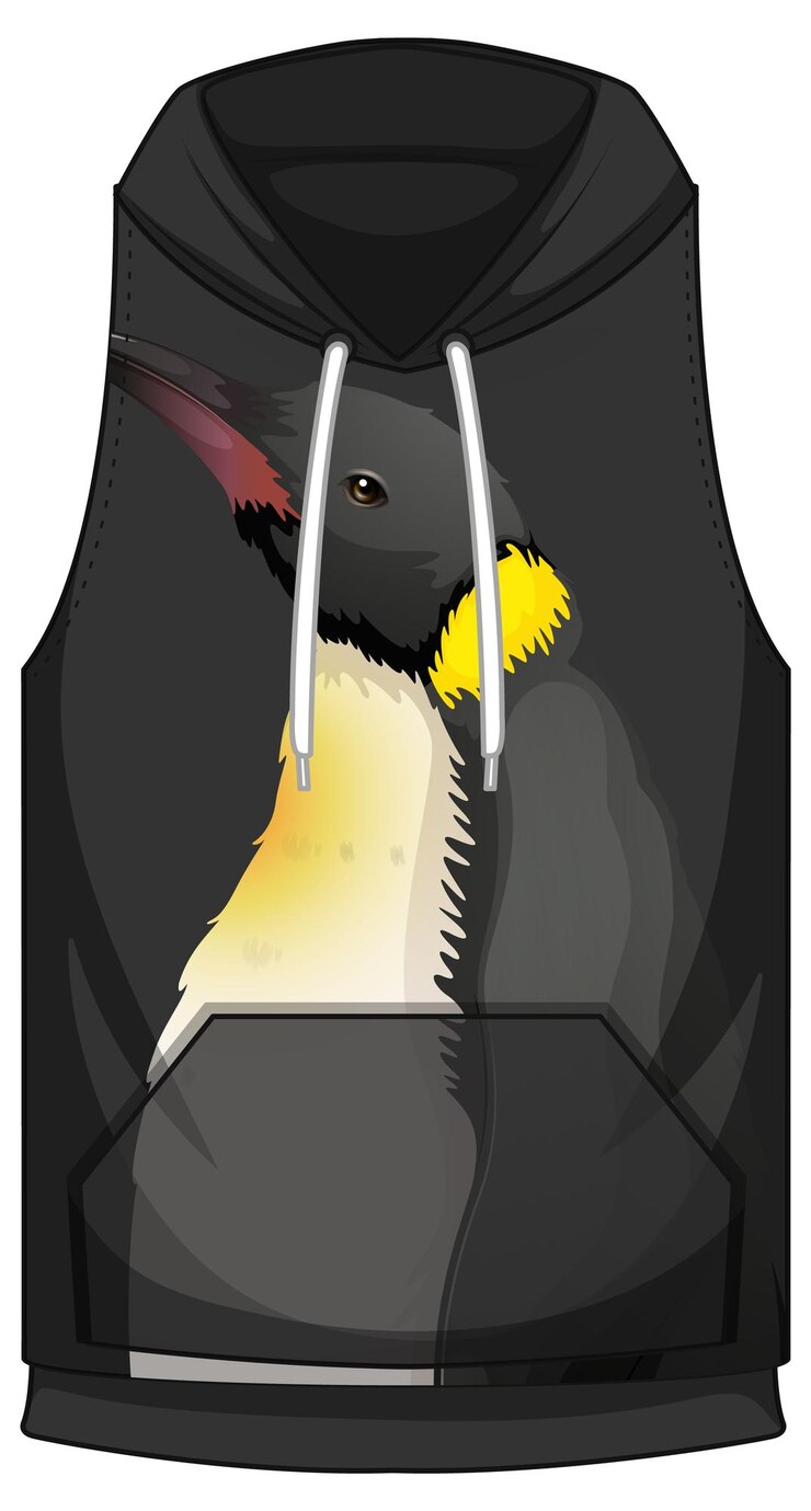 Gratis Vektor front of hoodie sleeveless with penguin pattern