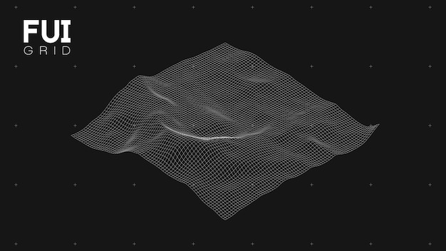 FUI GUI 3D Vector Landscape Scan Grid Abstract futuristic background SciFi HiTech design
