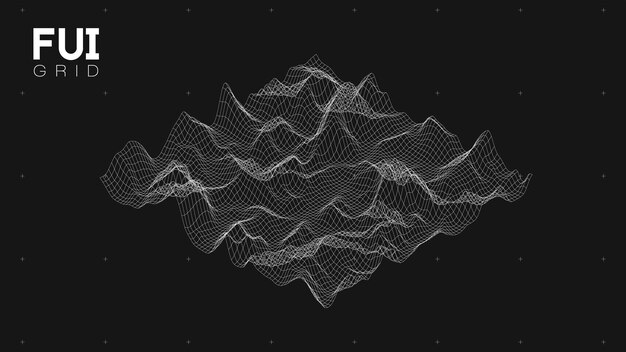 fui gui 3d vector landscape scan grid abstract futuristic background scifi hitech design