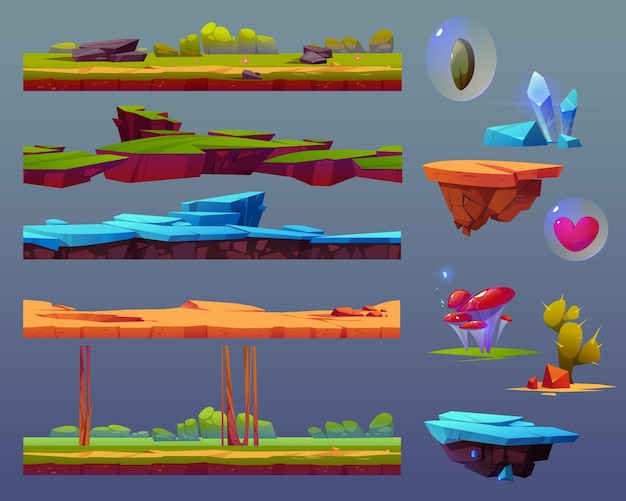 game ui elements of ground floating island items