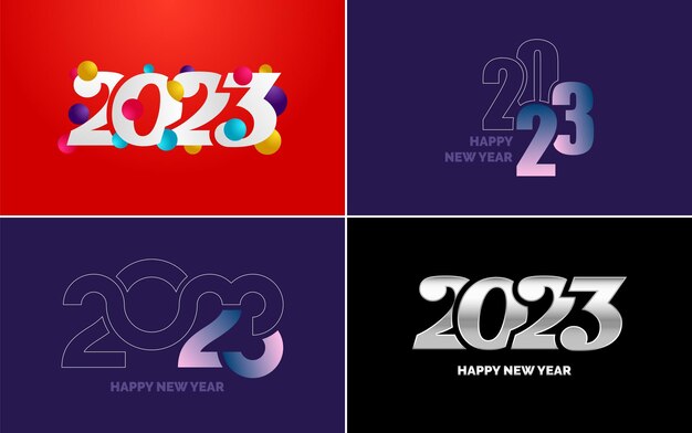 God Nyår 2023 textdesign Omslag till affärsdagbok för 2023 med önskningar Broschyrdesign mall kort banner Nyår Vektorillustration