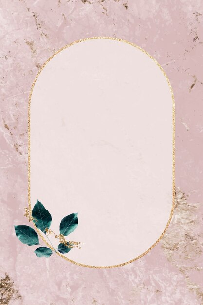 gold frame with foliage pattern on marble textured background vector