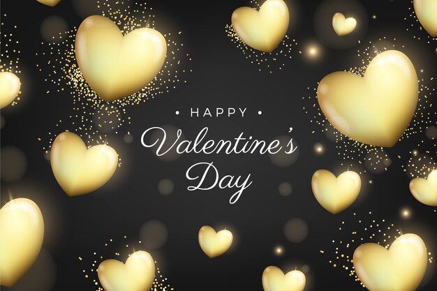 Golden valentines day background