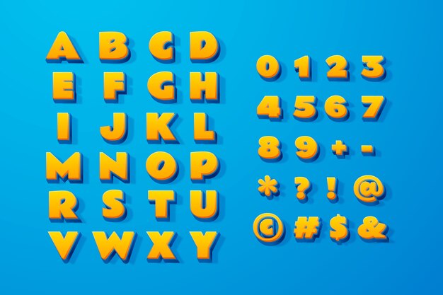 Gradient 3d numbers element