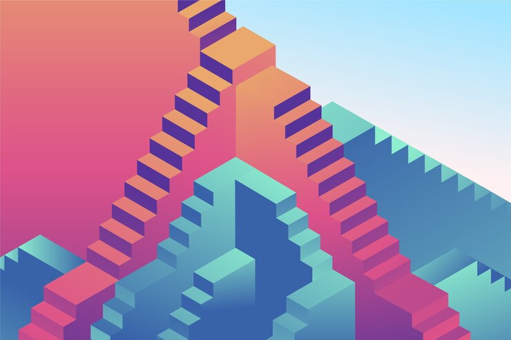 Gratis Vektor gradient 3d stairs background
