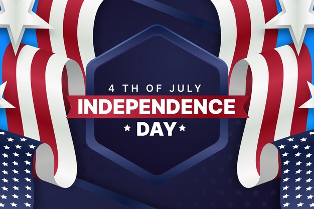 Gradient 4th of july background with flag