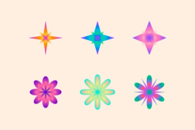 Gradient blurred y2k elements collection
