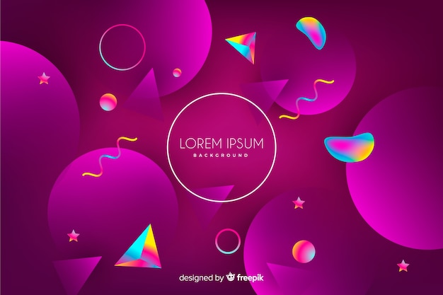 Gradient colorful tridimensional shapes background