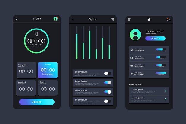 gradient dark mode app template