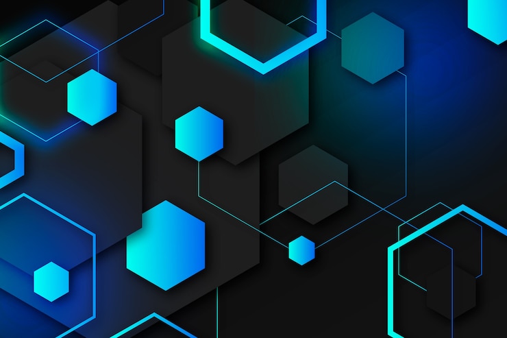 Gratis Vektor gradient geometric shapes on dark background concept
