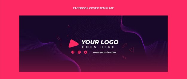 Gradient halftone technology facebook cover