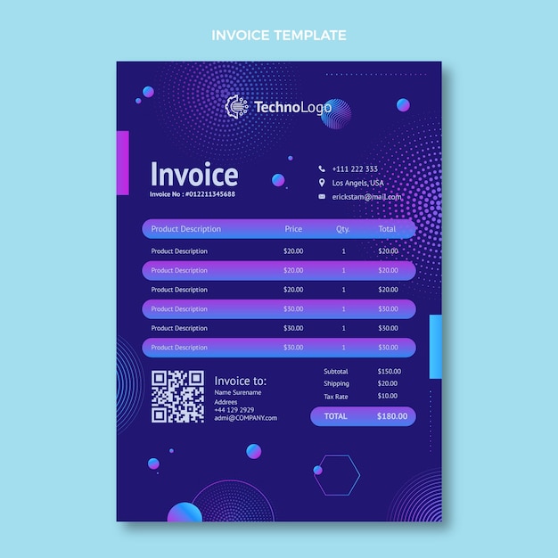 Gradient halftone technology invoice