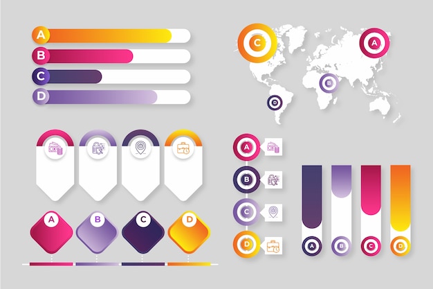 gradient infographic element collection