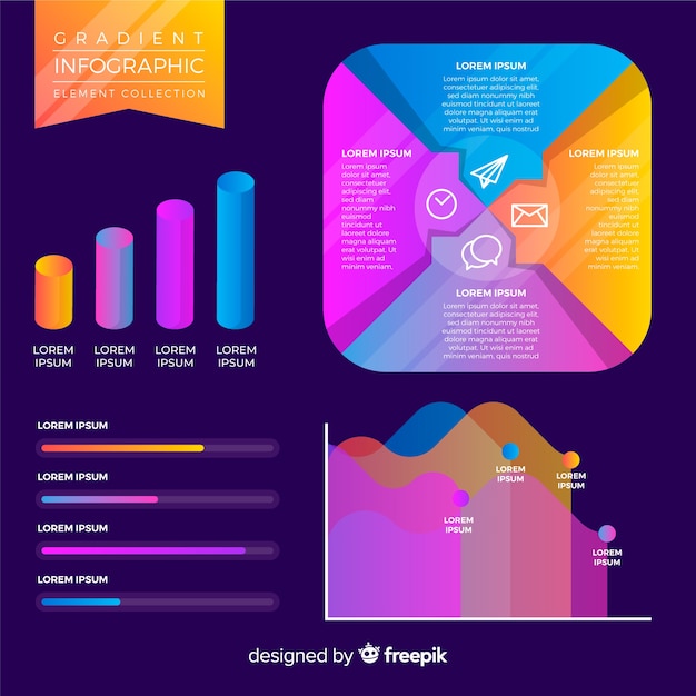 gradient infographic element collection