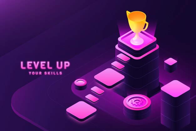 Gradient level up illustration