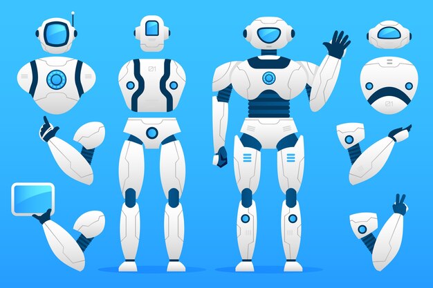 Gradient robot character constructor illustration