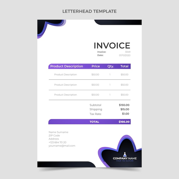 Gradient science invoice