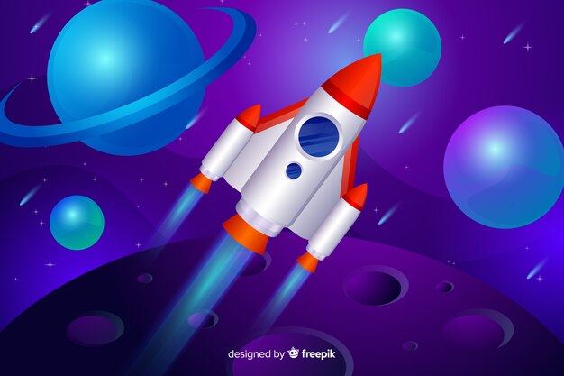 Gradient space med en raket