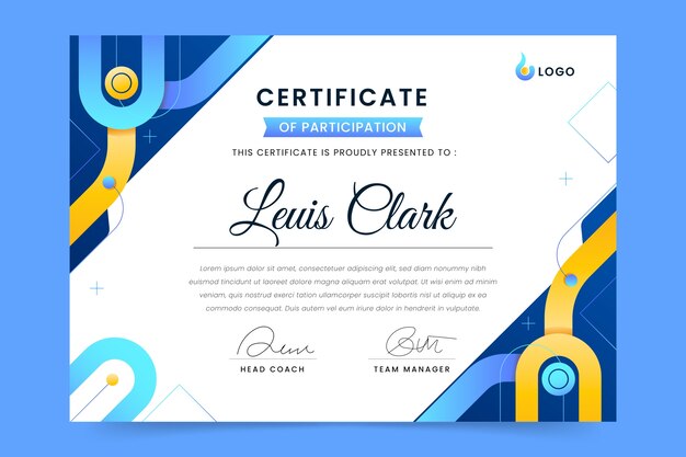 Gradient sport certificate template