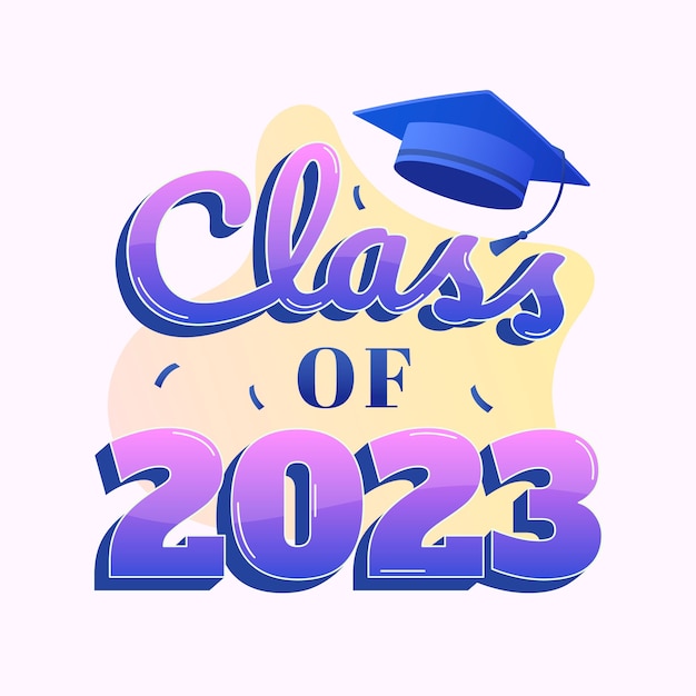 gradient text illustration for class of 2023 graduation