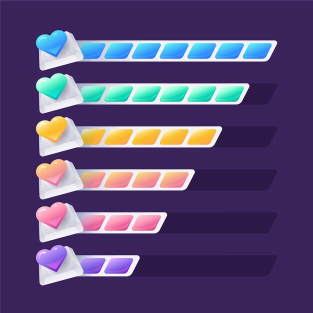 Gradient video game health bar element