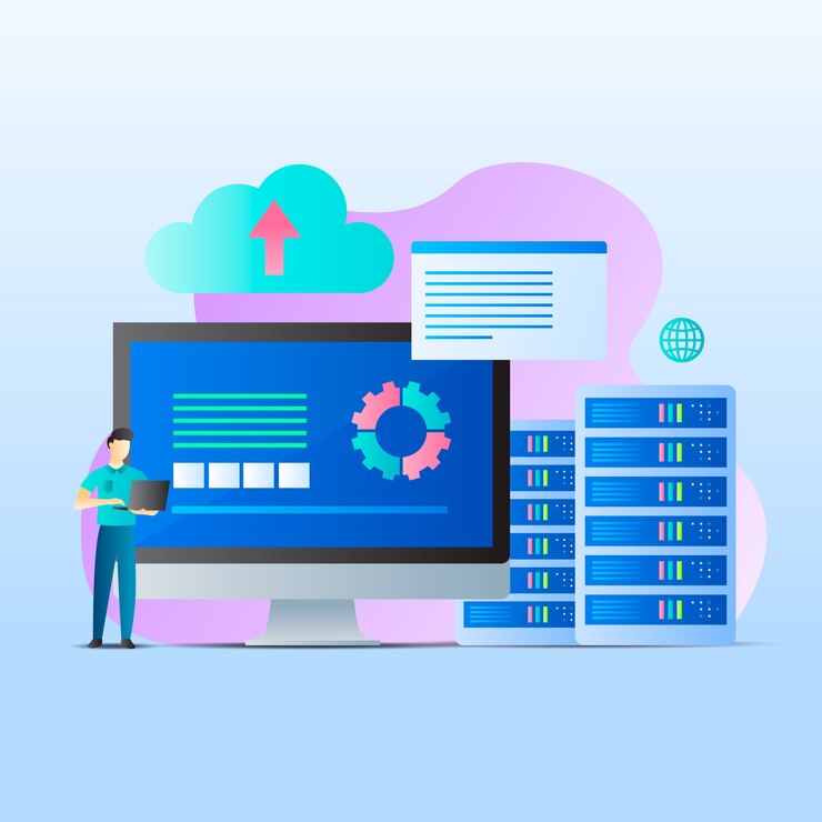 Gratis Vektor gradient website hosting illustration