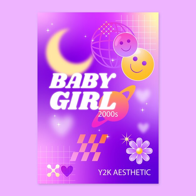 gradient y2k poster template