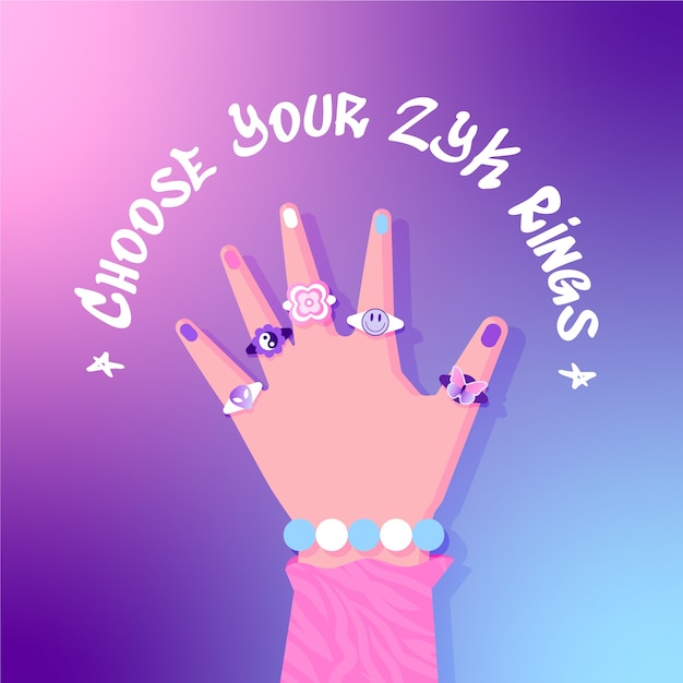 Gradient y2k  rings illustration