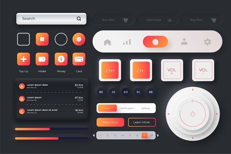 Gratis Vektor gradientfarvet ui-kit pakke