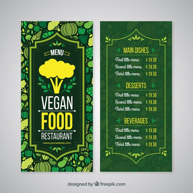 Green restaurant menu