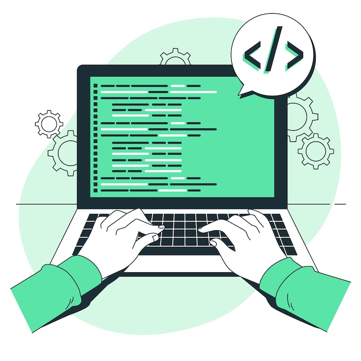 Gratis Vektor hand coding concept illustration
