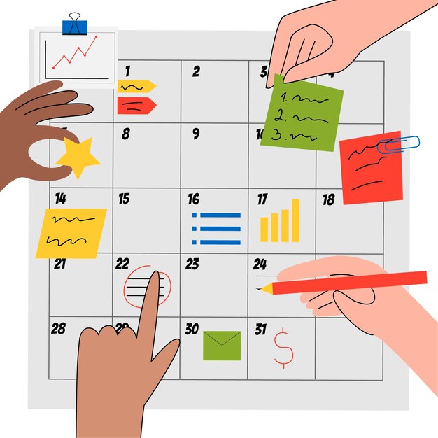 hand drawn business planning with post-its