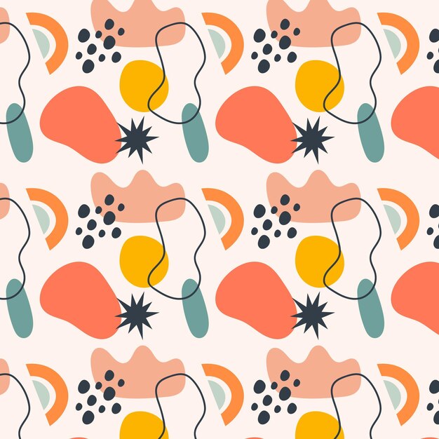 Hand drawn flat abstract shapes pattern design