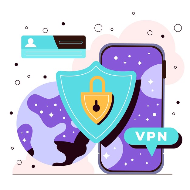 hand drawn flat design vpn illustration