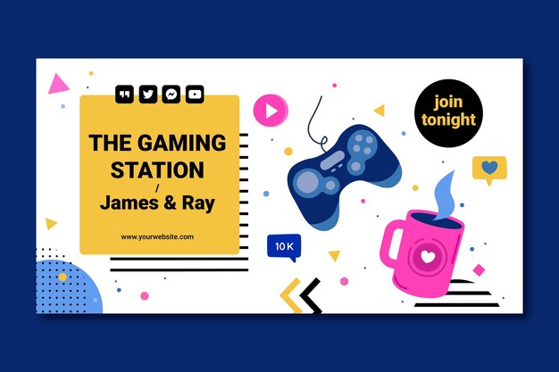 Hand drawn gaming station facebook post