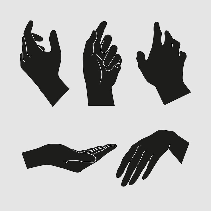Gratis Vektor hand drawn hand silhouette set