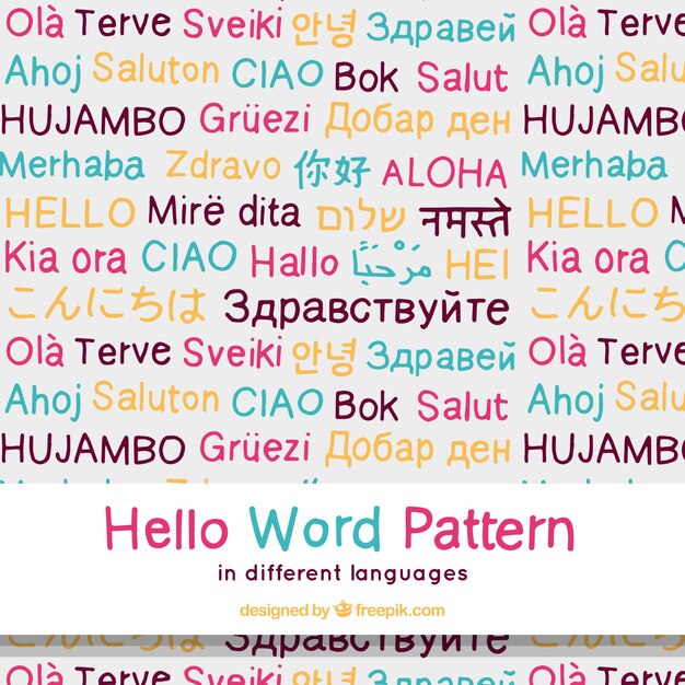 hand drawn hello word pattern in different languages