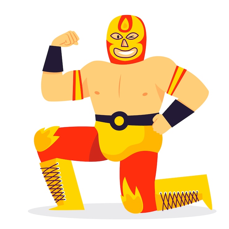 Gratis Vektor hand drawn mexican wrestler illustration
