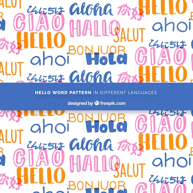 hand drawn pattern with hello word in different languages